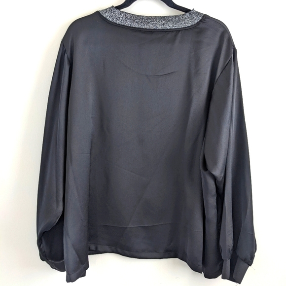 CALVIN Klein Black Satin Pull Over 2X Plus Sized Sweatshirt - Picture 6 of 16